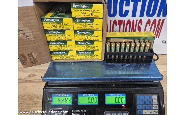 LOT 444 REMINGTON 308 CORELOKT 150GR APPROX 200RNDS