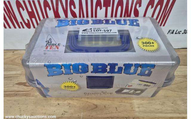 LOT 597 BIG  BLUE TACKLE BOX KIT 300+ PIECES