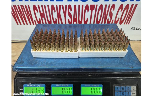 LOT 639 HORNADY 223 AMMO APPROX 1.134KG (100ROUNDS)