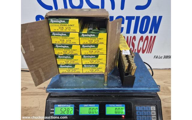 LOT 640 REMINGTON CORE LOKT 308 150 GR APPROX 5.282KG