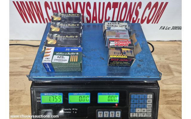 LOT 831 ASSORTED 22WMR AMMO APPROX 1.759KG