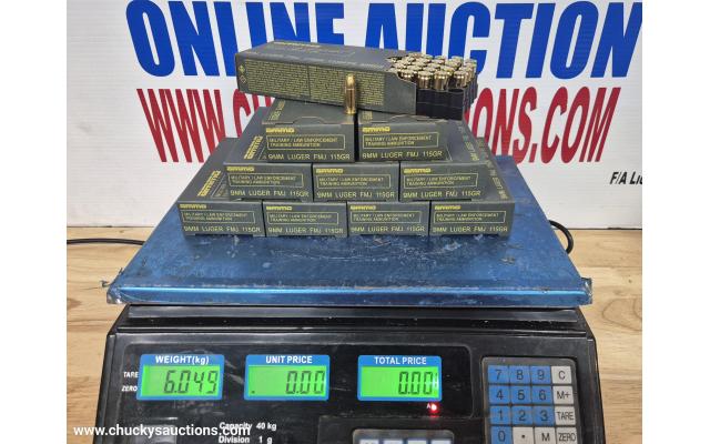 LOT 836 9MM FMJ AMMO APPROX 500RNDS