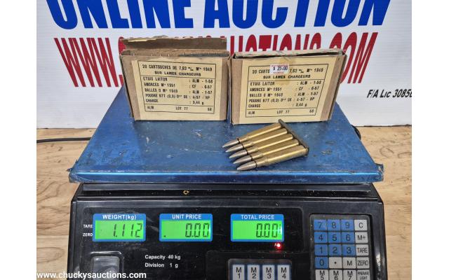 LOT 1057 7.62 1949 AMMO STRIPPER CLIPS APPROX 40RNDS