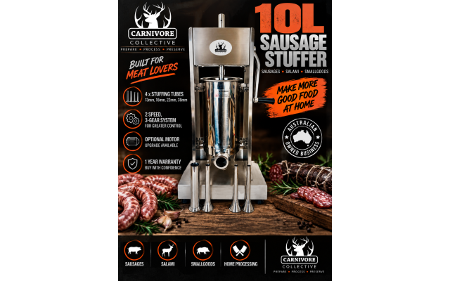 10L Sausage Stuffer – Carnivore Collective – 4 Tubes