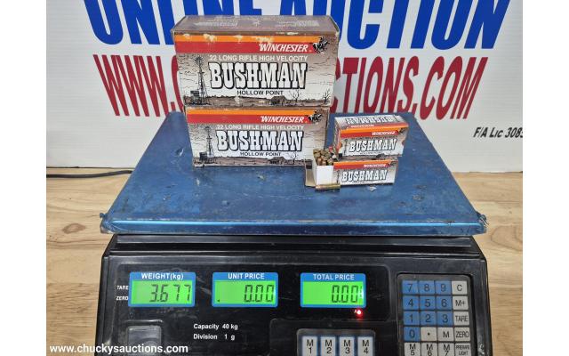 LOT 1151 WINCHESTER BUSHMAN 22LR APPROX 3.677 (1100RNDS)