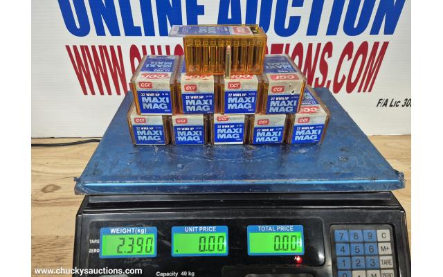LOT 1152 CCI MAXI MAG 22WMR APPROX 500RNDS