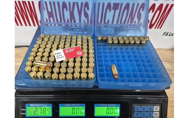 LOT 1158 SB 45ACP 230GR FMJ AMMO APPROX 118RNDS
