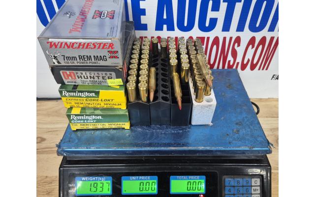 LOT 1160 ASSORTED 7MM REM MAG AMMO APPROX 1.937 KG