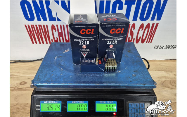 LOT 1260 CCI STANDARD 22LR AMMO APPROX 1000RNDS