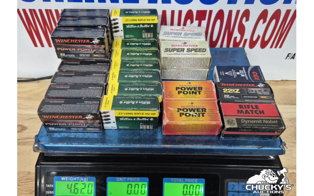 LOT 1261 ASSORTED 22LR AMMO APPROX 4.620KG (27PKS)